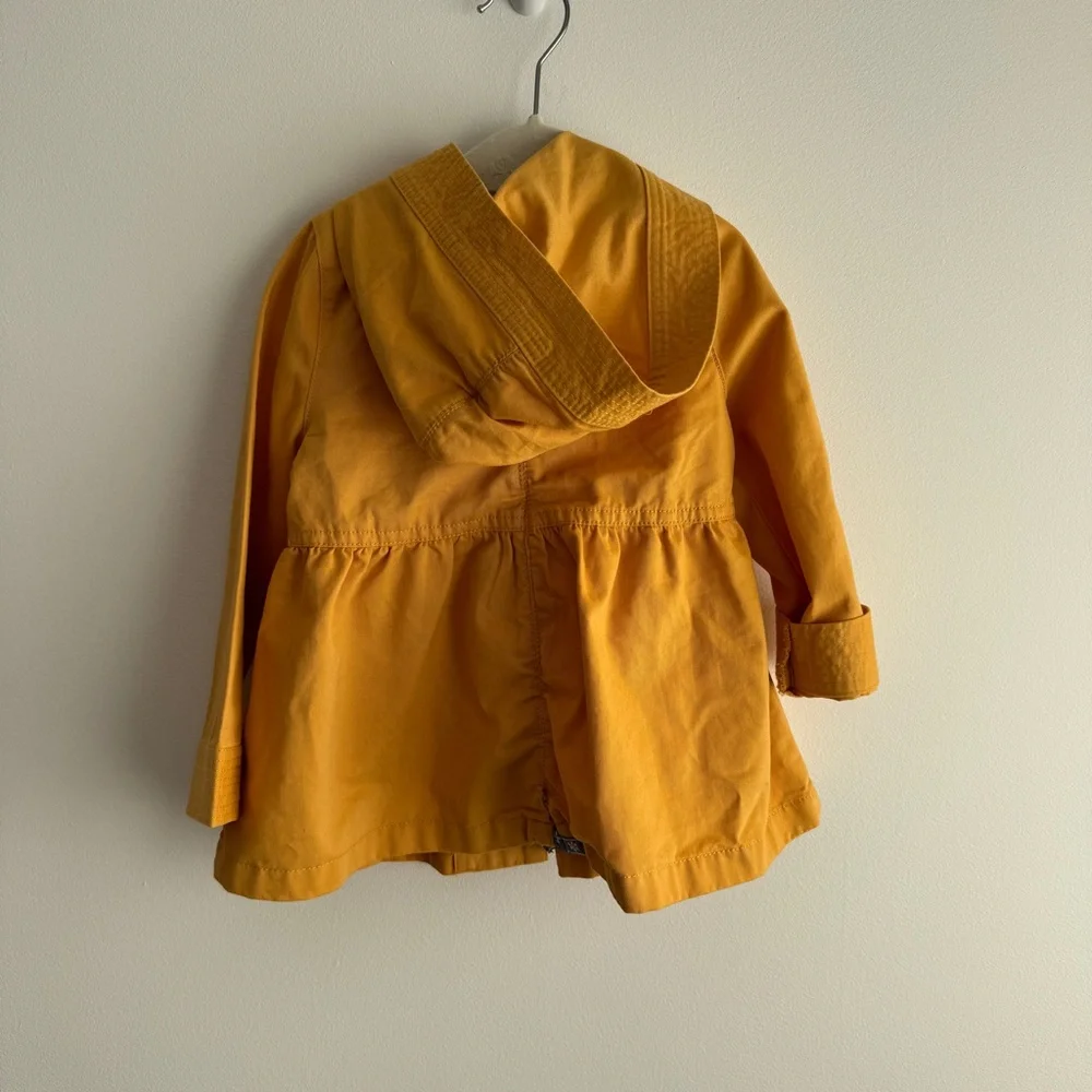 Yellow Hooded Canvas Jacket Size 24 Months - Picture 2 of 4